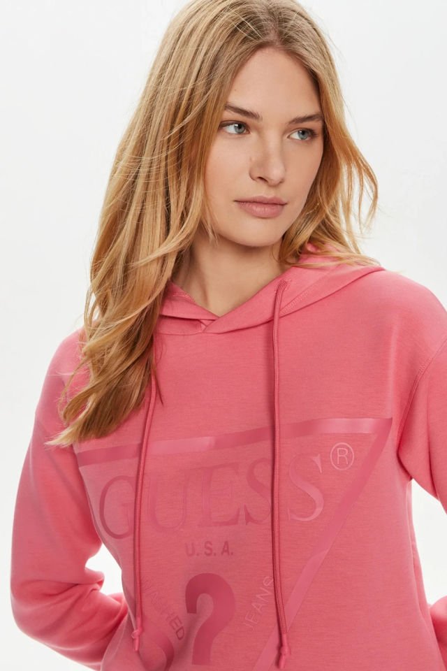 Guess Önde Üçgen Logolu Scuba Sweatshirt Pembe
