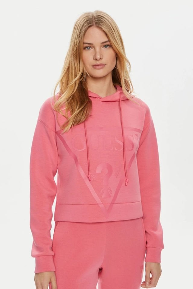 Guess Önde Üçgen Logolu Scuba Sweatshirt Pembe