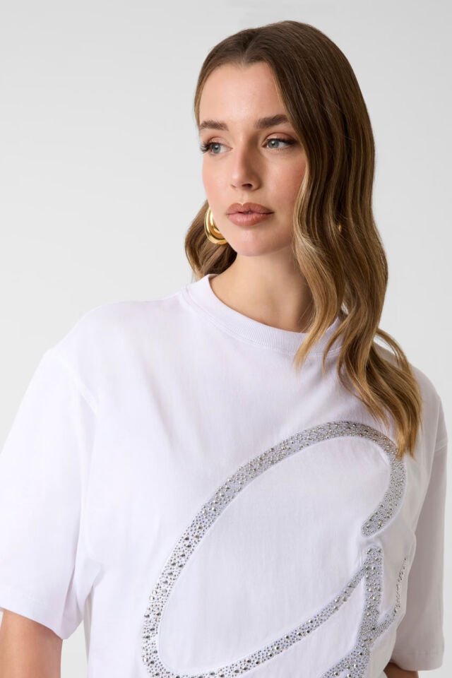 Guess Aşırı Boyutta Logo Tişörtü Beyaz
