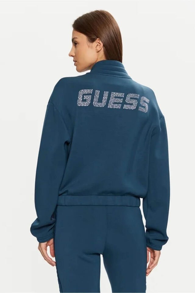 Guess Cecılıa Tam Fermuarlı Sweatshırt Mavi