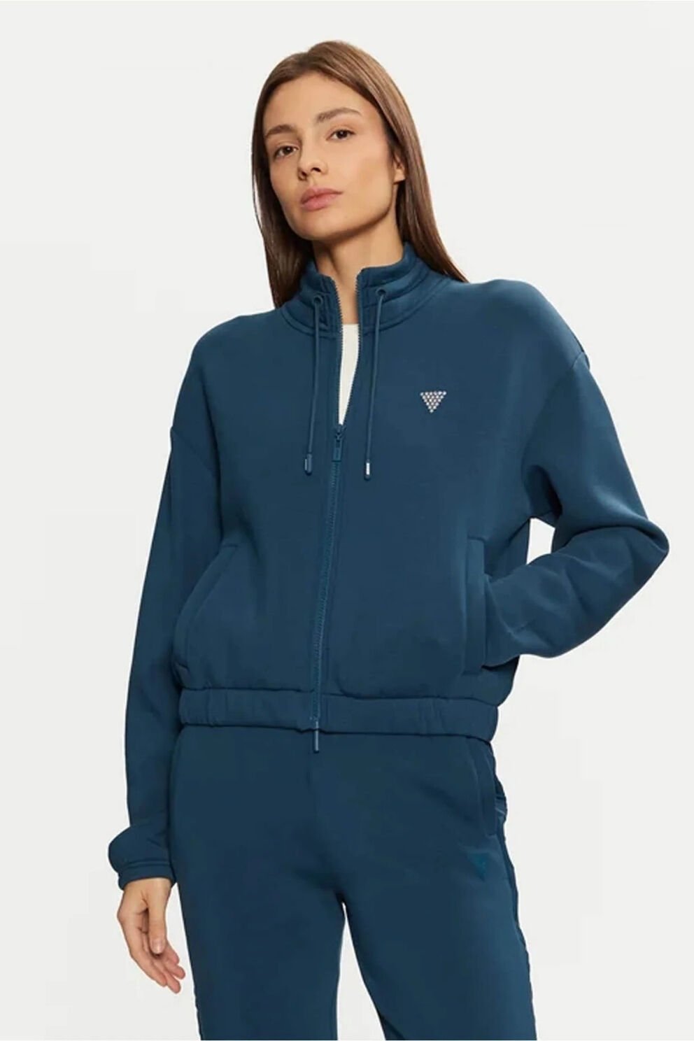 Guess Cecılıa Tam Fermuarlı Sweatshırt Mavi