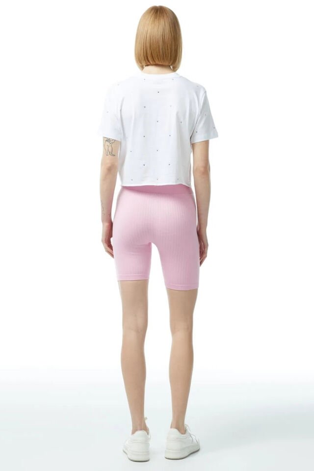 Guess Rib-Seamless Biker Kadın Pembe Şort