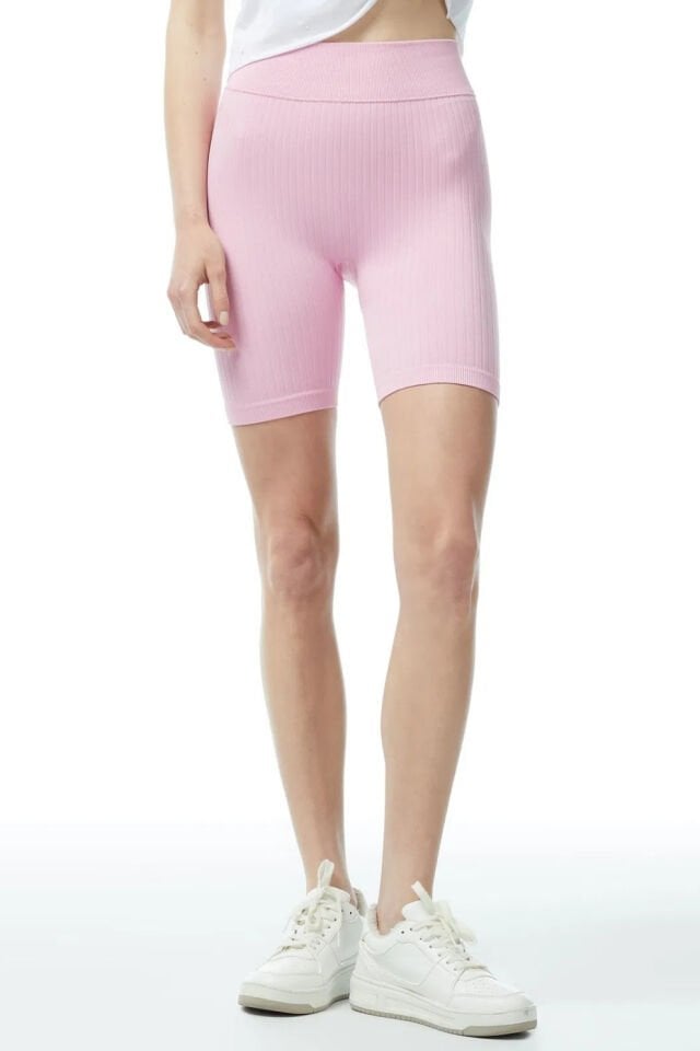 Guess Rib-Seamless Biker Kadın Pembe Şort