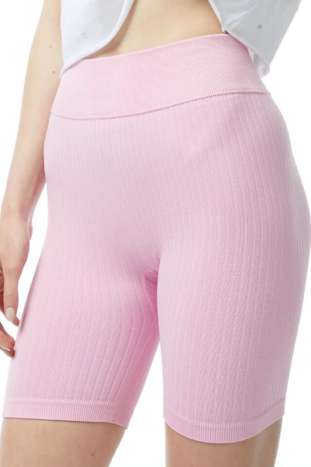 Guess Rib-Seamless Biker Kadın Pembe Şort
