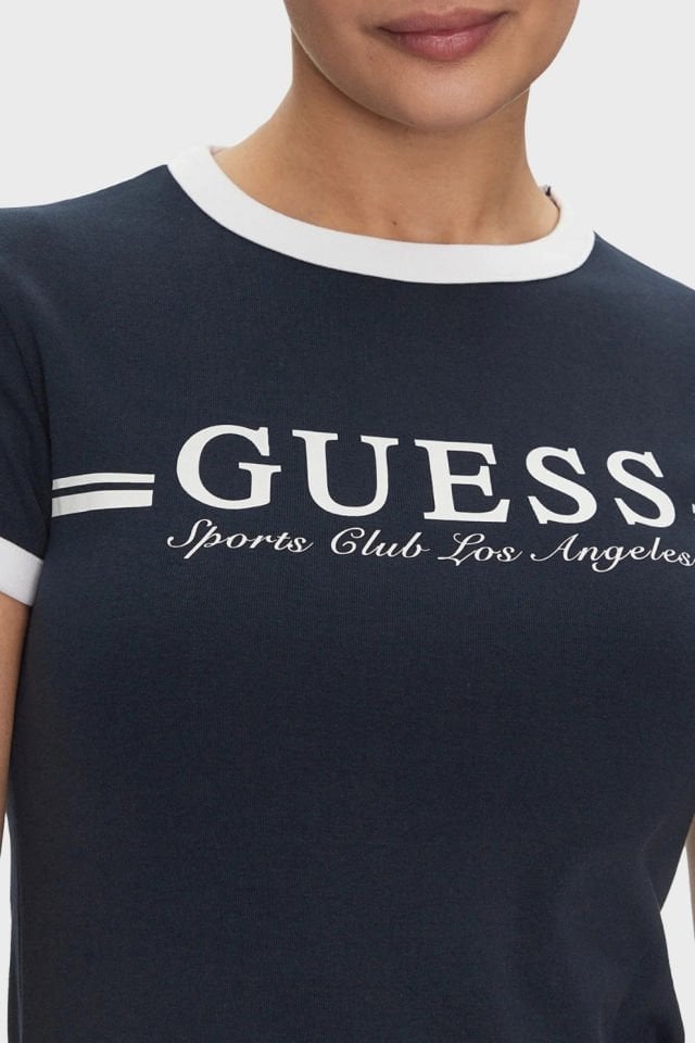 Guess Active Streç Pamuklu Slim Fit Logolu Mini Bayan Elbise  Lacivert
