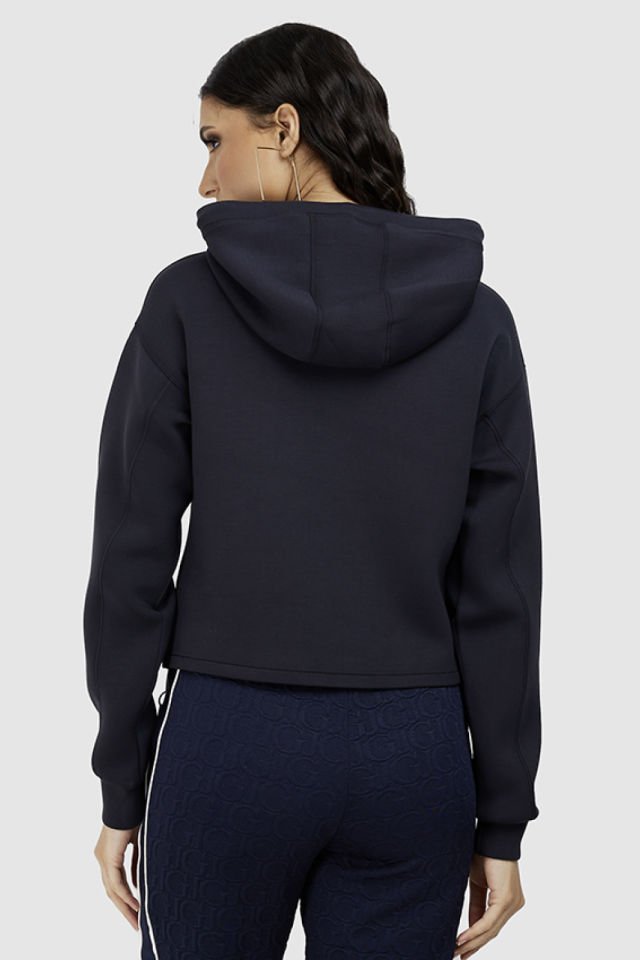 Guess Önde Üçgen Logolu Scuba Sweatshirt Koyu Mavi