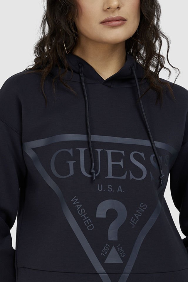 Guess Önde Üçgen Logolu Scuba Sweatshirt Koyu Mavi