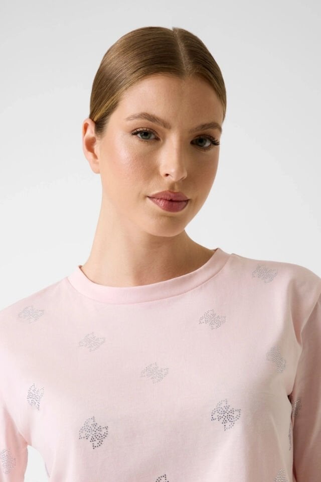 Guess 4G Taşlar Tişört Pembe