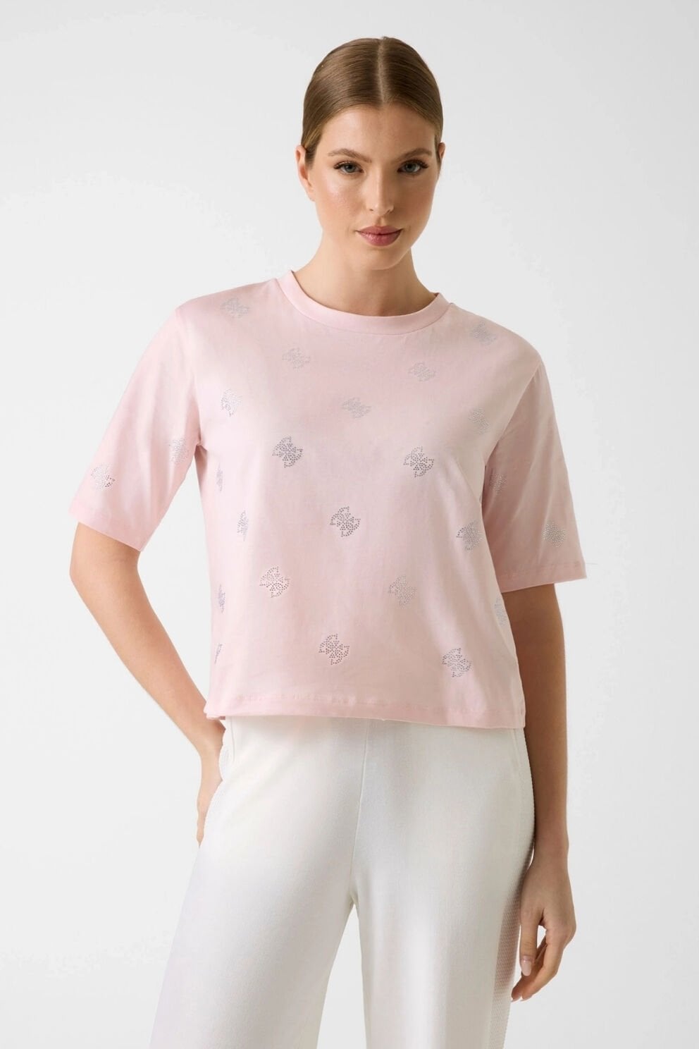 Guess 4G Taşlar Tişört Pembe