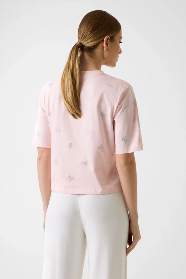 Guess 4G Taşlar Tişört Pembe