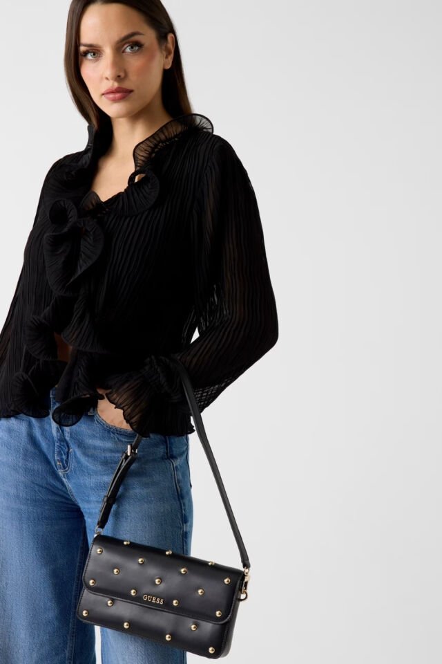 Guess Sadie Stud Omuz Çantası Siyah