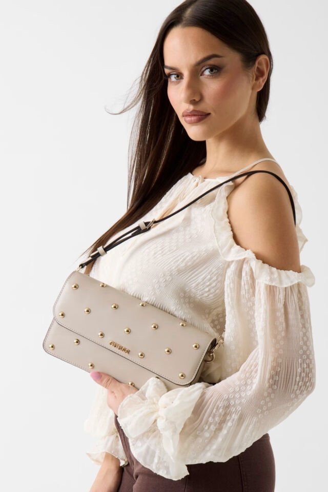 Guess Sadie Stud Omuz Çantası Bej