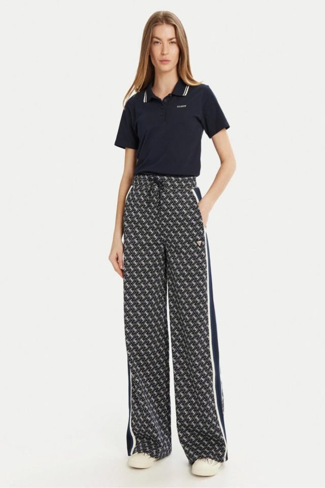 Guess Amaryllis Kadın Regular Polo Yaka Mavi Kısa Kollu Tişört
