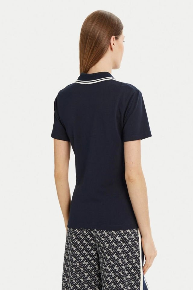 Guess Amaryllis Kadın Regular Polo Yaka Mavi Kısa Kollu Tişört