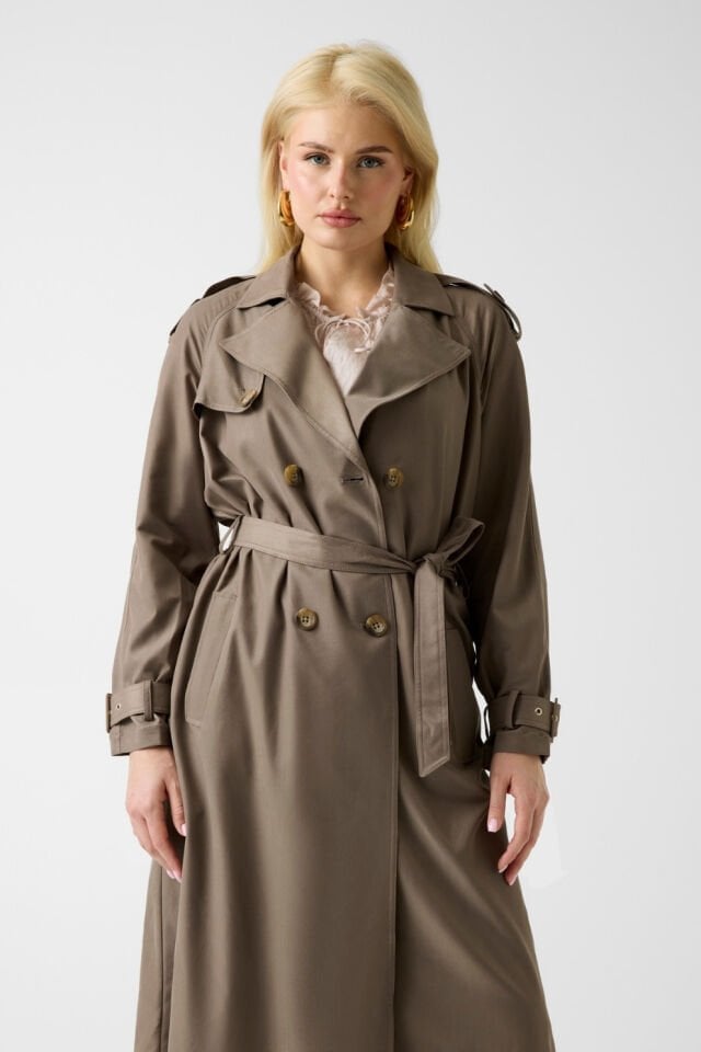 Guess Klasik Kahverengi Trençkot Kahverengi