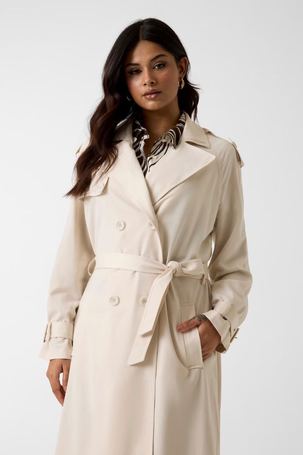 Guess  Viskoz Karışımlı Trençkot Bej