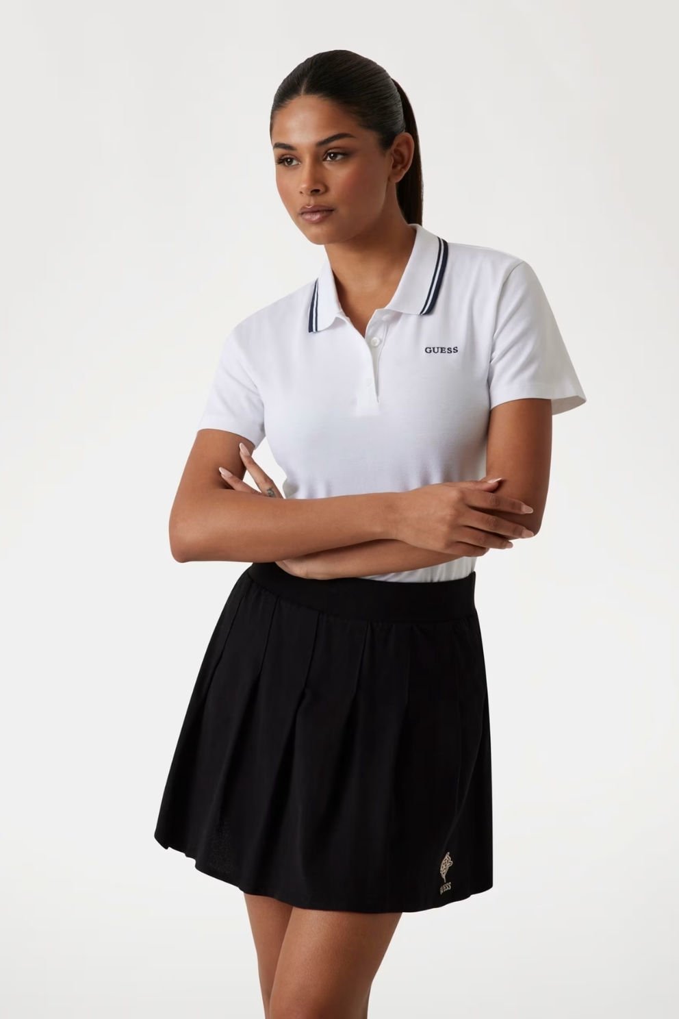 Guess Amaryllis Kadın Regular Polo Yaka Beyaz Kısa Kollu Tişört