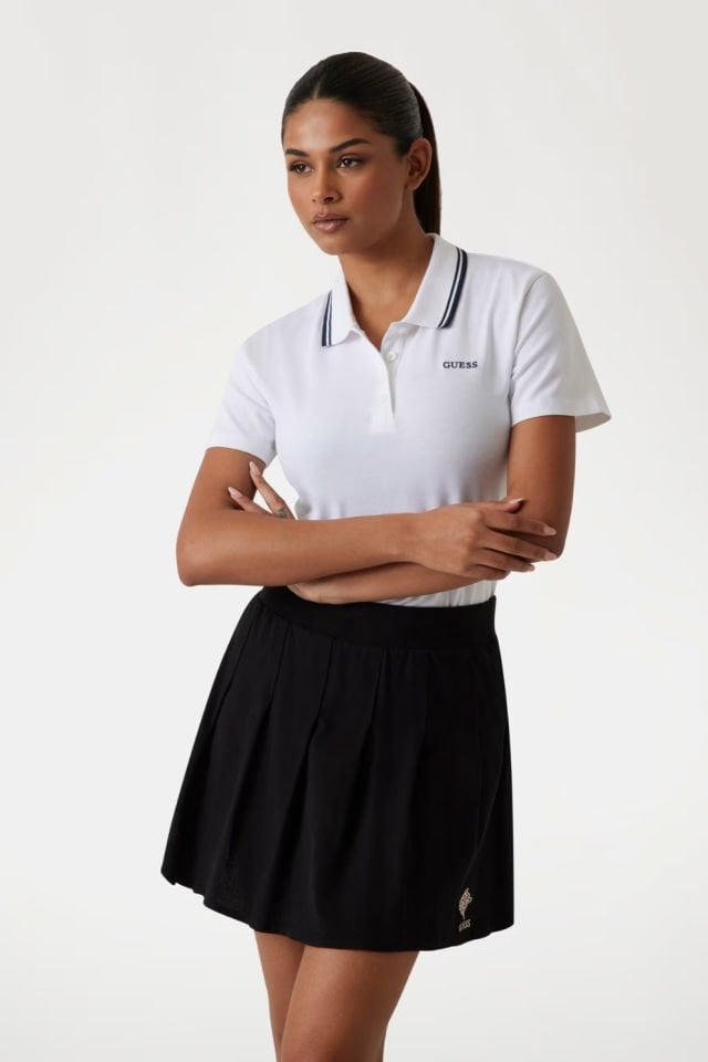Guess Amaryllis Kadın Regular Polo Yaka Beyaz Kısa Kollu Tişört