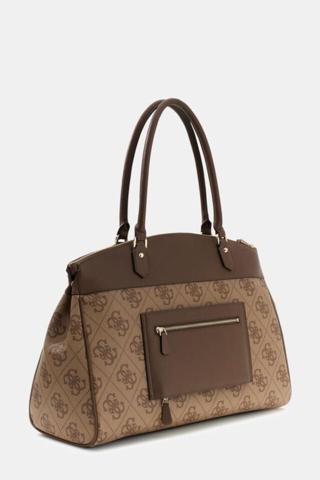 Guess Berta Maxi 4G Logolu Alışveriş Çantası Kahverengi