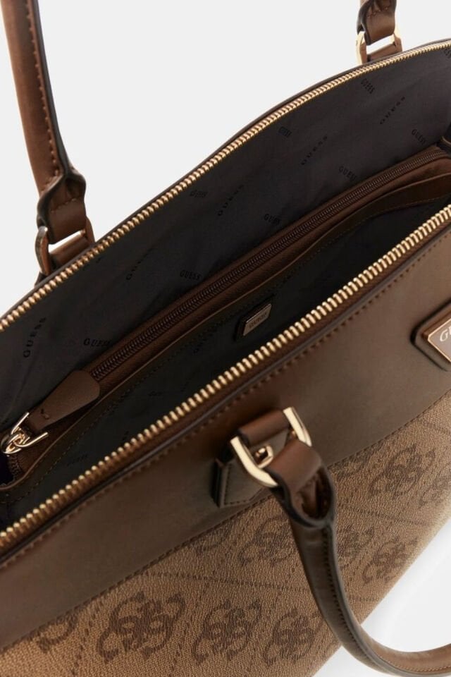 Guess Berta Maxi 4G Logolu Alışveriş Çantası Kahverengi