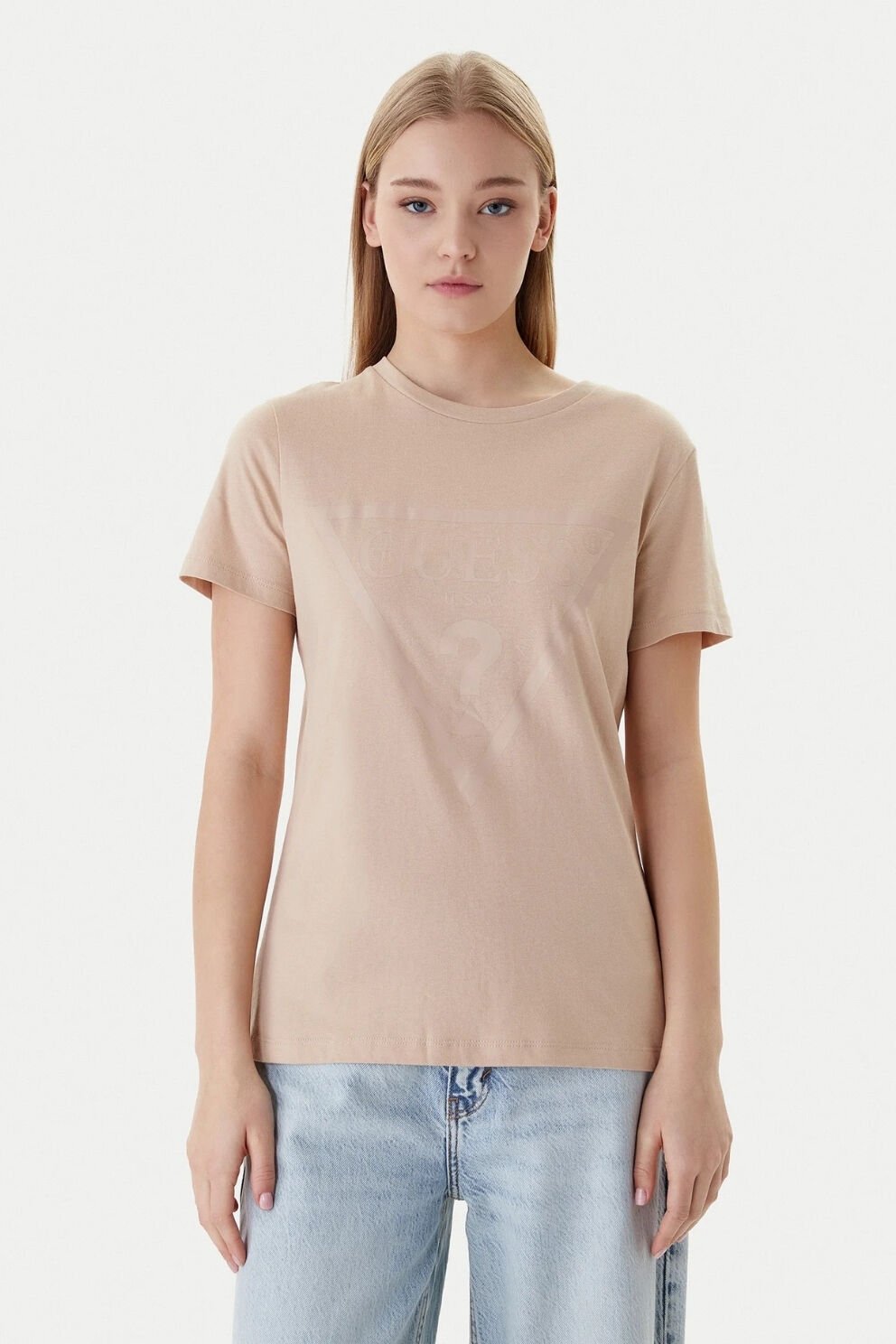 Guess Tişört Bej Normal Kesim