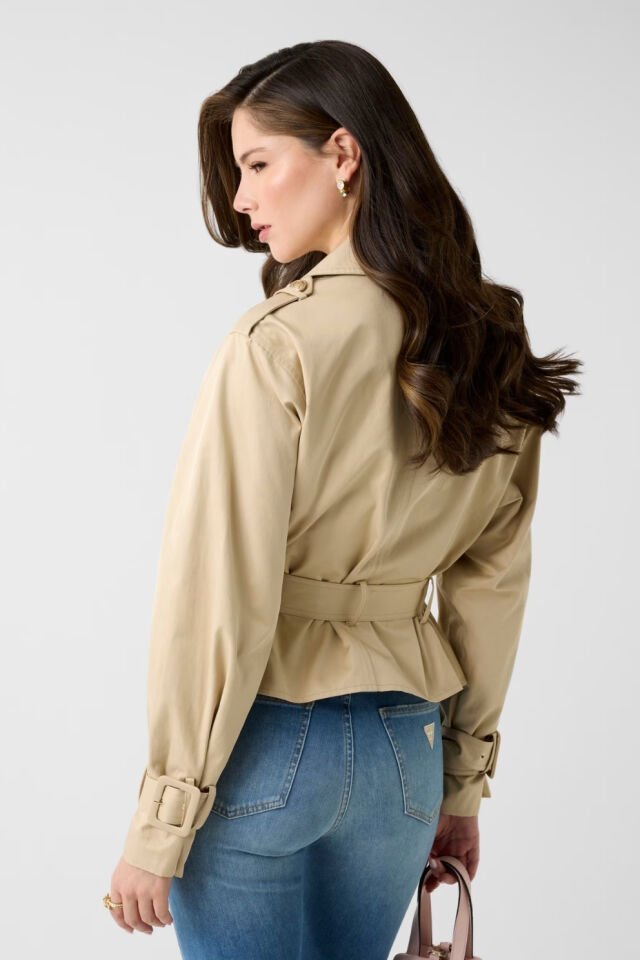 Guess Kemerli Kısa Trençkot Bej