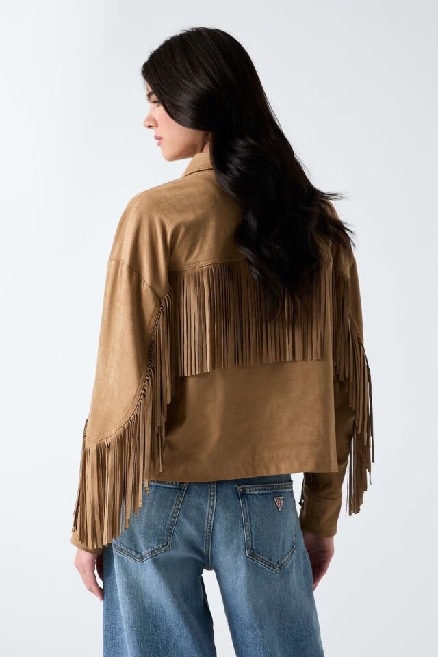 Guess Fringe'li Kısa Ceket Bej