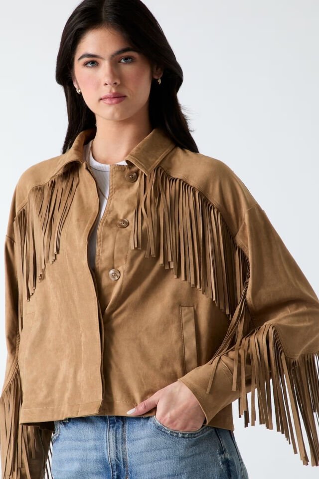 Guess Fringe'li Kısa Ceket Bej