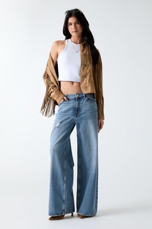 Guess Fringe'li Kısa Ceket Bej