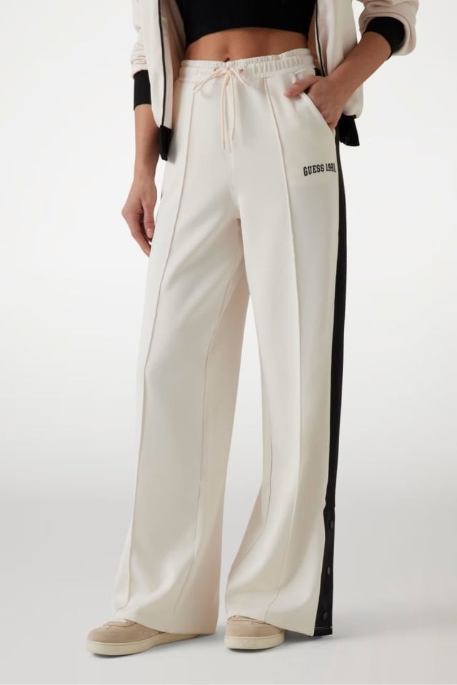 Guess Düz Kesim Jogger Pantolon Beyaz