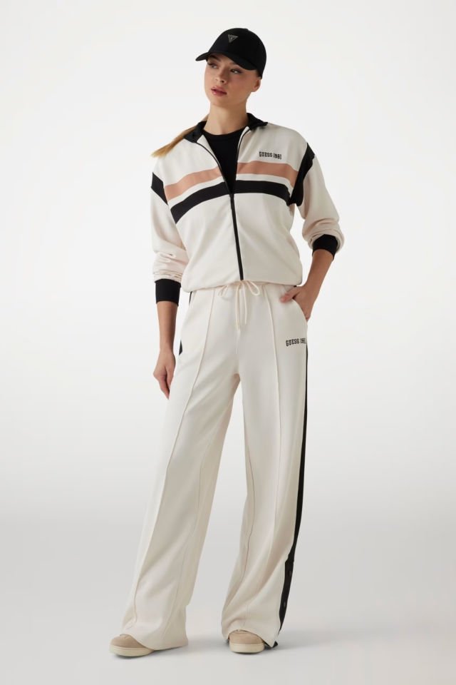 Guess Düz Kesim Jogger Pantolon Beyaz