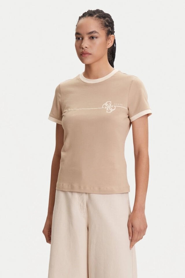 Guess Normal Kesim Tişört Bej