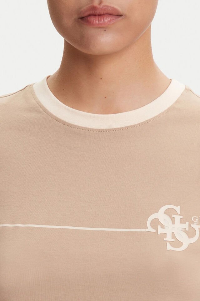 Guess Normal Kesim Tişört Bej