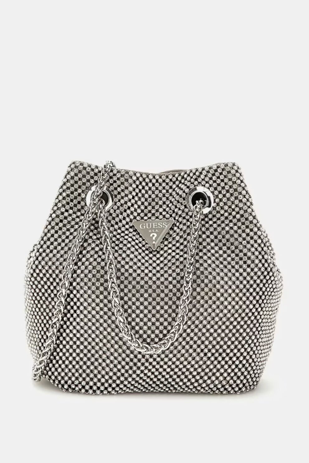 Guess Zalina Taşlı Mini El Çantası Gümüş