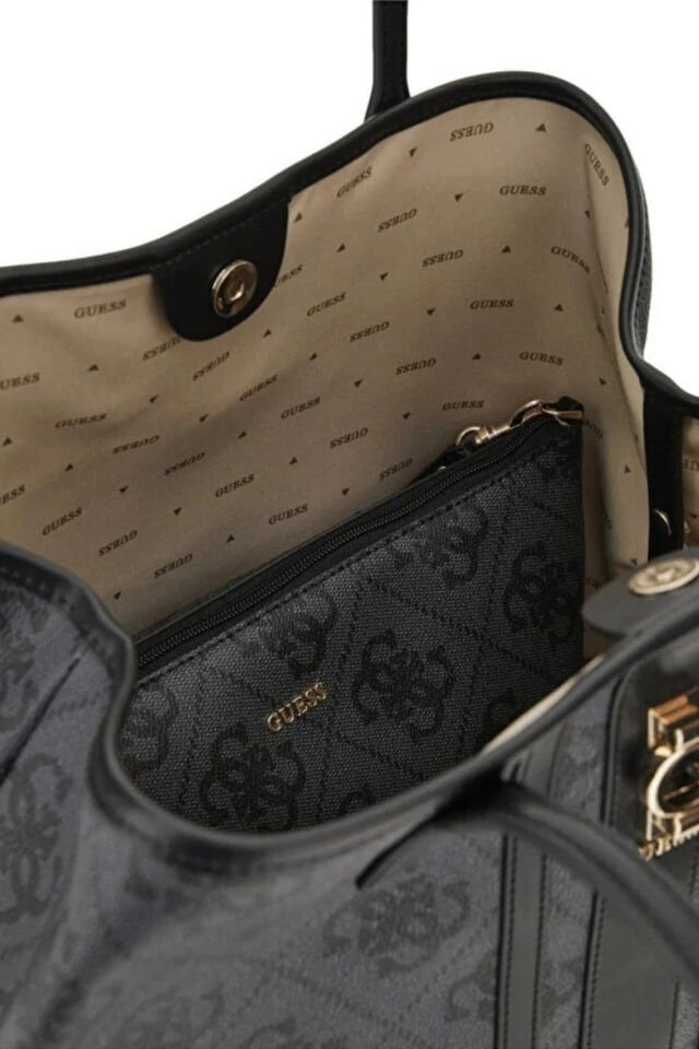 Erenia Tote Çanta Suni Deri Siyah