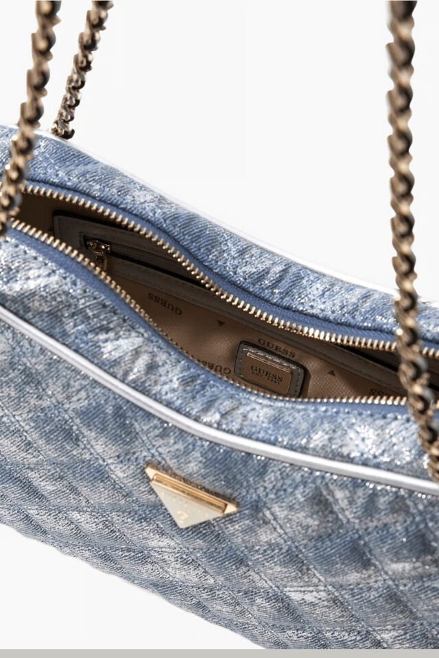 Guess Giully Kapitone Omuz Çantası Mavi