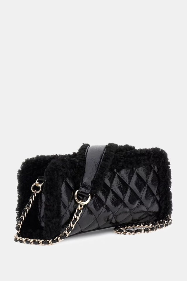 Guess  Cristi Suni Kürk Omuz Çantası Siyah