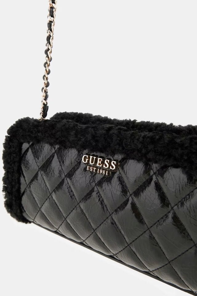 Guess  Cristi Suni Kürk Omuz Çantası Siyah