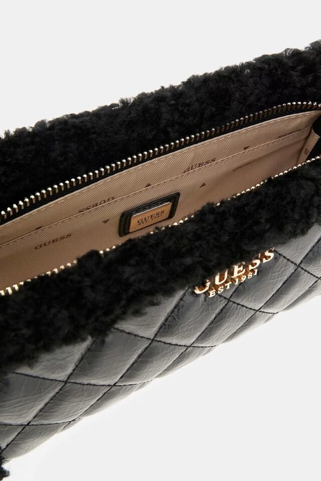 Guess  Cristi Suni Kürk Omuz Çantası Siyah