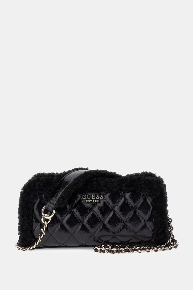 Guess  Cristi Suni Kürk Omuz Çantası Siyah