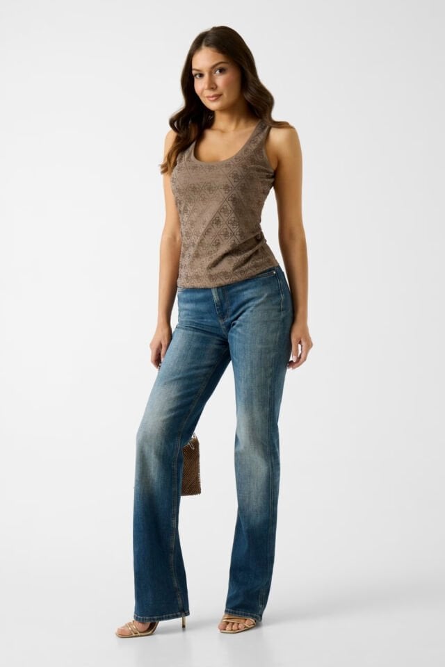 Guess  Logo Baskılı Atlet Kahverengi