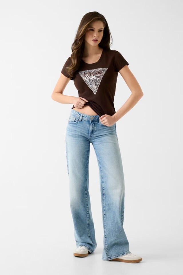 Guess Üçgen Logo Tişörtü Kahverengi