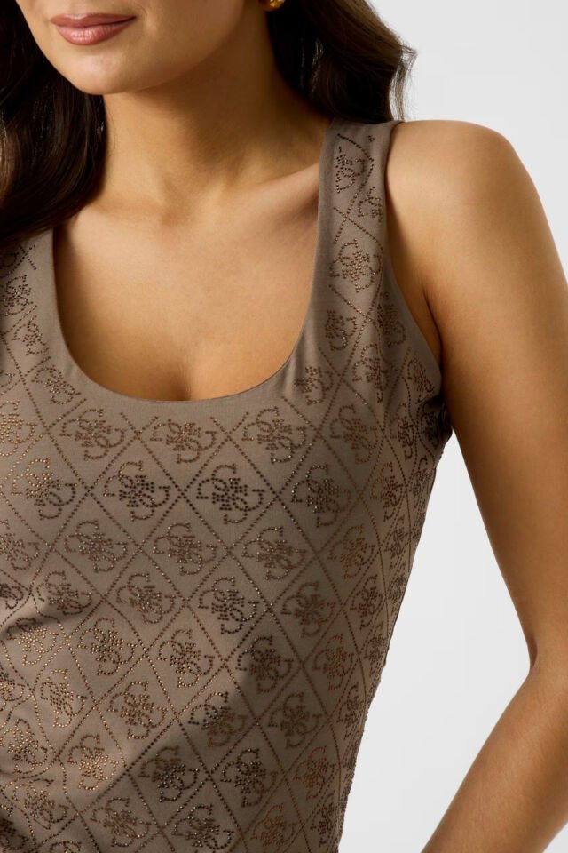 Guess  Logo Baskılı Atlet Kahverengi