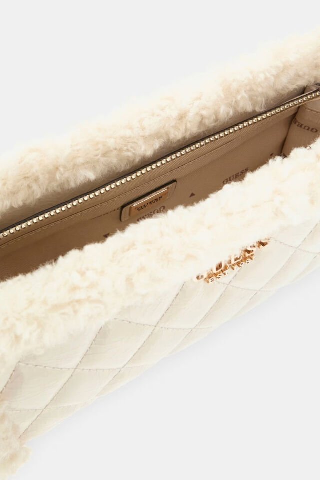 Guess  Cristi Suni Kürk Omuz Çantası Krem
