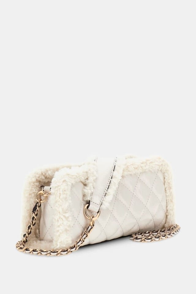 Guess  Cristi Suni Kürk Omuz Çantası Krem