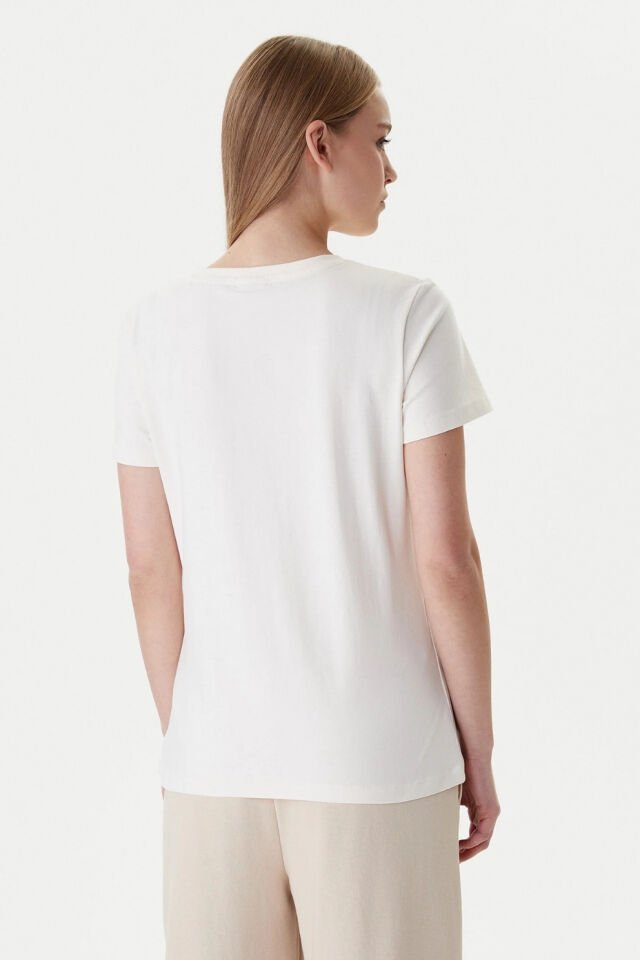 Guess Briana Kısa Kollu Tişört Ekru