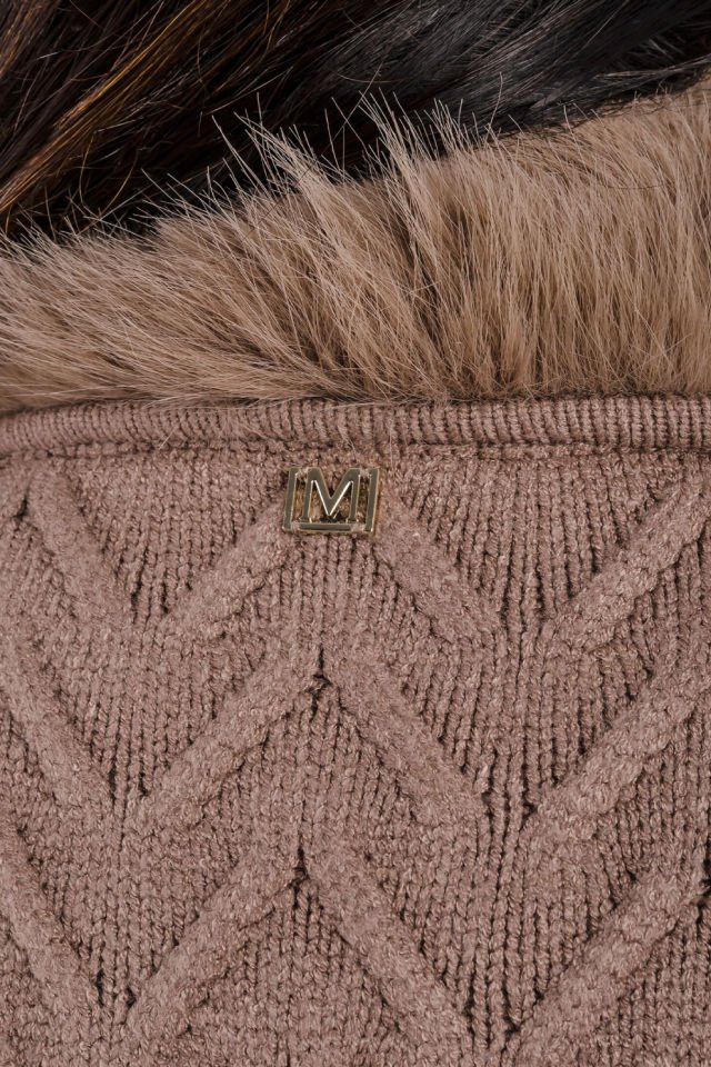 Guess Marciano Suni Kürk Uzun Hırka Kahverengi