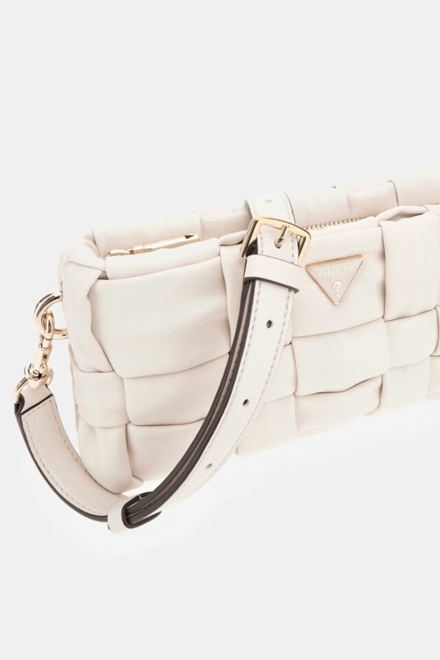 Guess Marion Dokuma Mini Omuz Çantası Krem