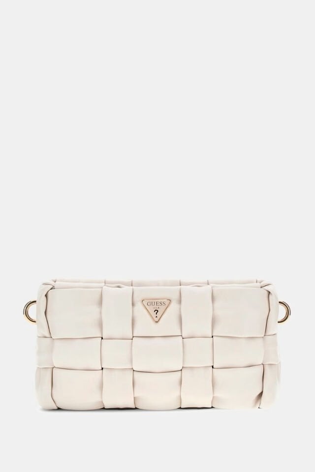 Guess Marion Dokuma Mini Omuz Çantası Krem