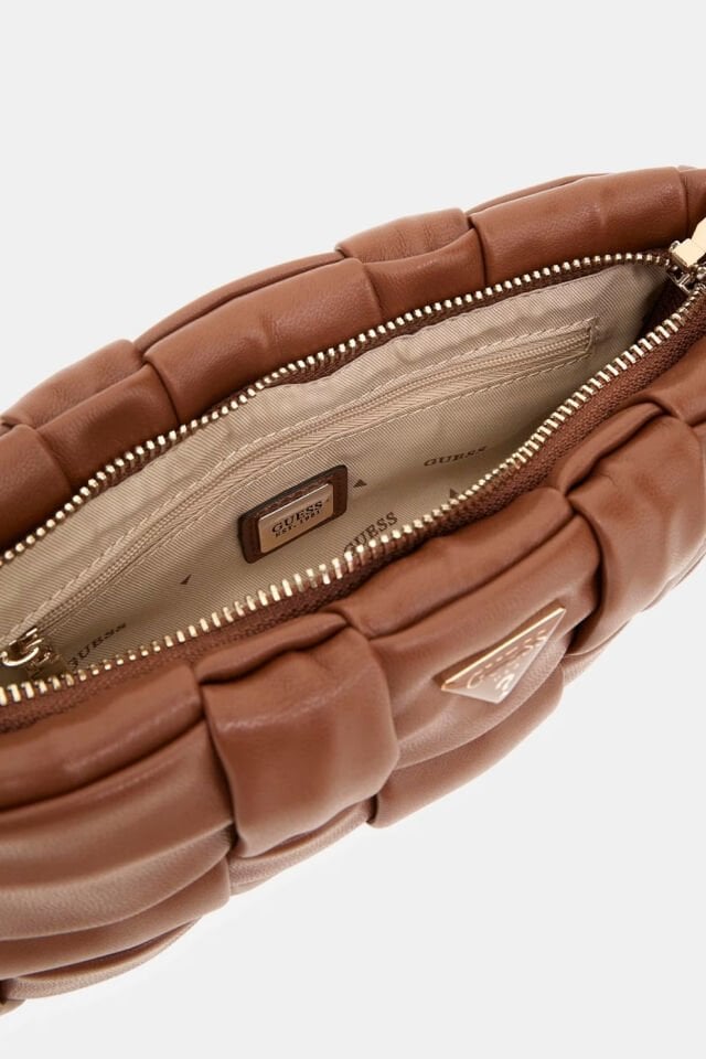 Guess Marion Dokuma Mini Omuz Çantası Kahverengi